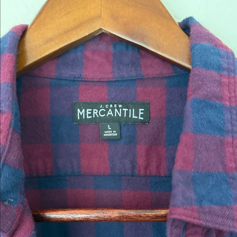 J. Crew Navy and Burgundy Checkered Shirt